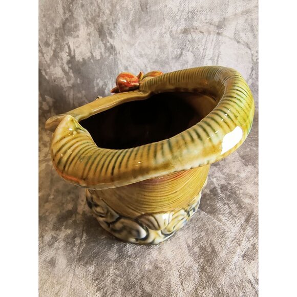 Vintage French Majolica Seashell-Themed Ceramic Planter With Starfish & Shells D - Picture 4 of 5